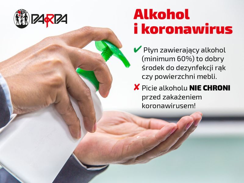 Picie alkoholu nie chroni przed koronawirusem - grafika do...