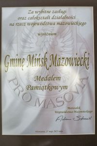 Dyplom Pro Masovia dla Gminy Mińsk Mazowiecki