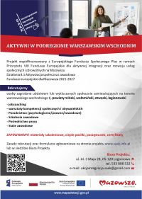 Plakat "Aktywni w podregionie warszawskim wschodnim"