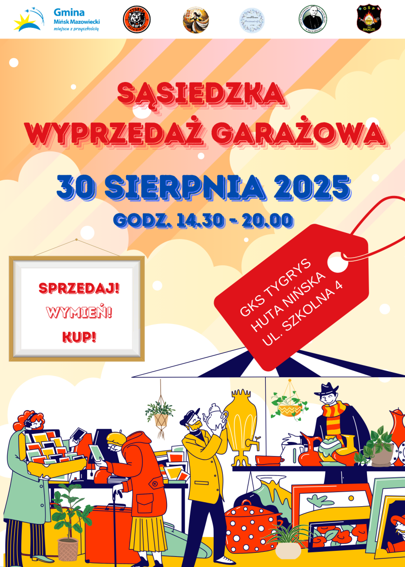 plakat - wyprzedaż garażowa - 30 sierpnia 2025