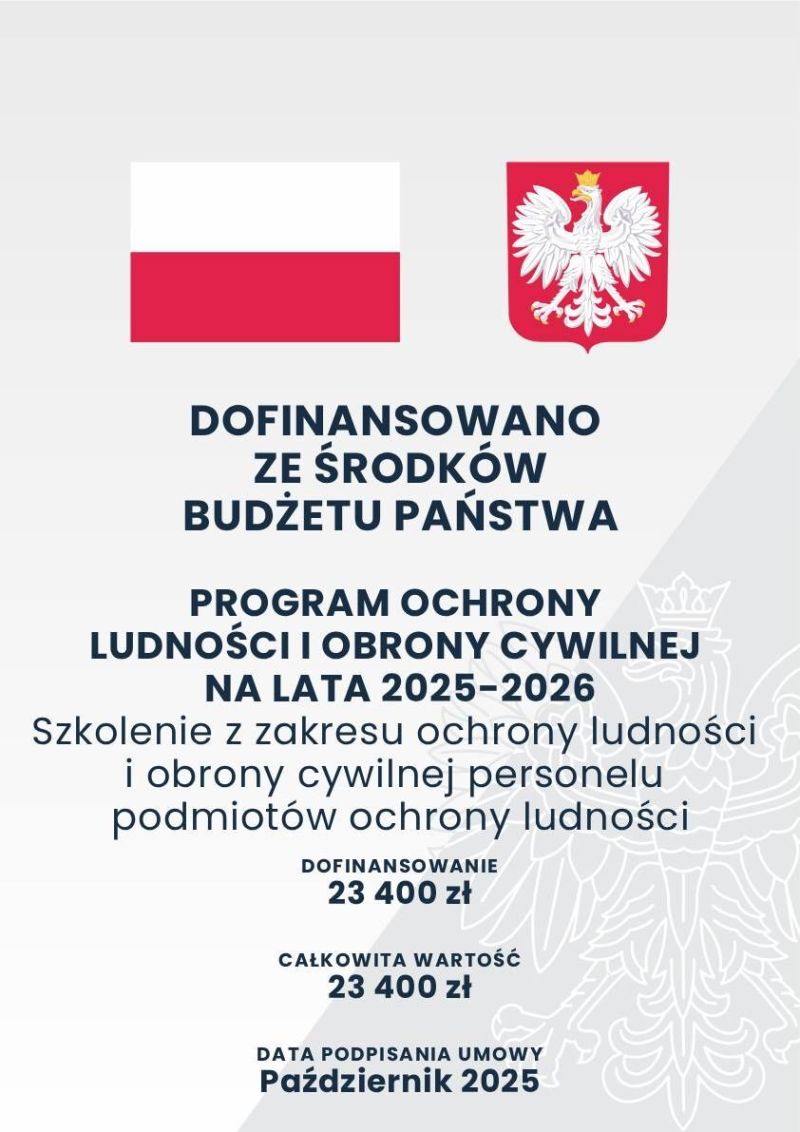 Plakat - Szkolenie z zakresu ochrony ludności i obrony cywilnej personelu podmiotów ochrony ludności