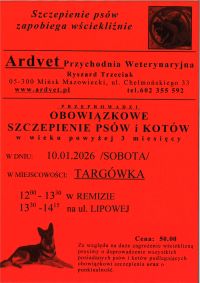 Plakat szczepienie psów i kotów - Targówka