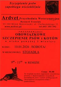 Plakat szczepienie psów i kotów - Stojadła