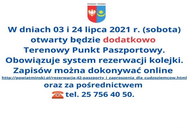 Informacja o punkcie paszportowym, która została zamieszczona w aktualności.