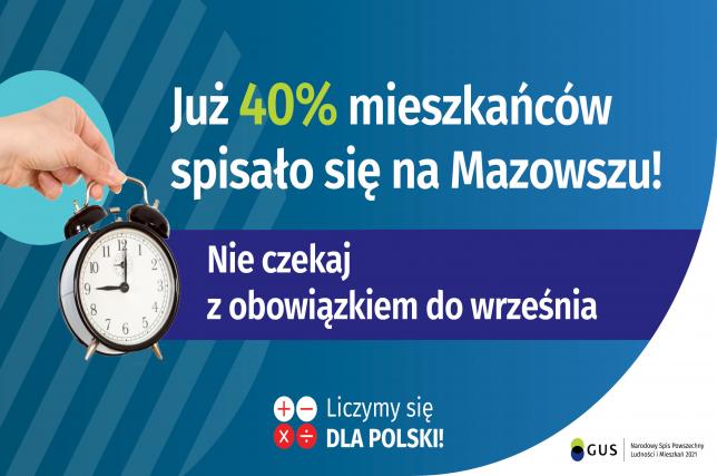 Już 40% mieszkańców spisało się na Mazowszu! Nie czekaj z obowiązkiem do września; Liczymy się dla Polski
