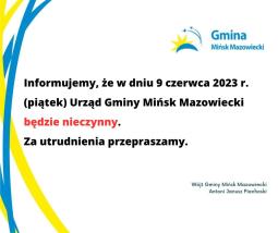 9 czerwca 2023 r Urząd Gminy będzie nieczynny