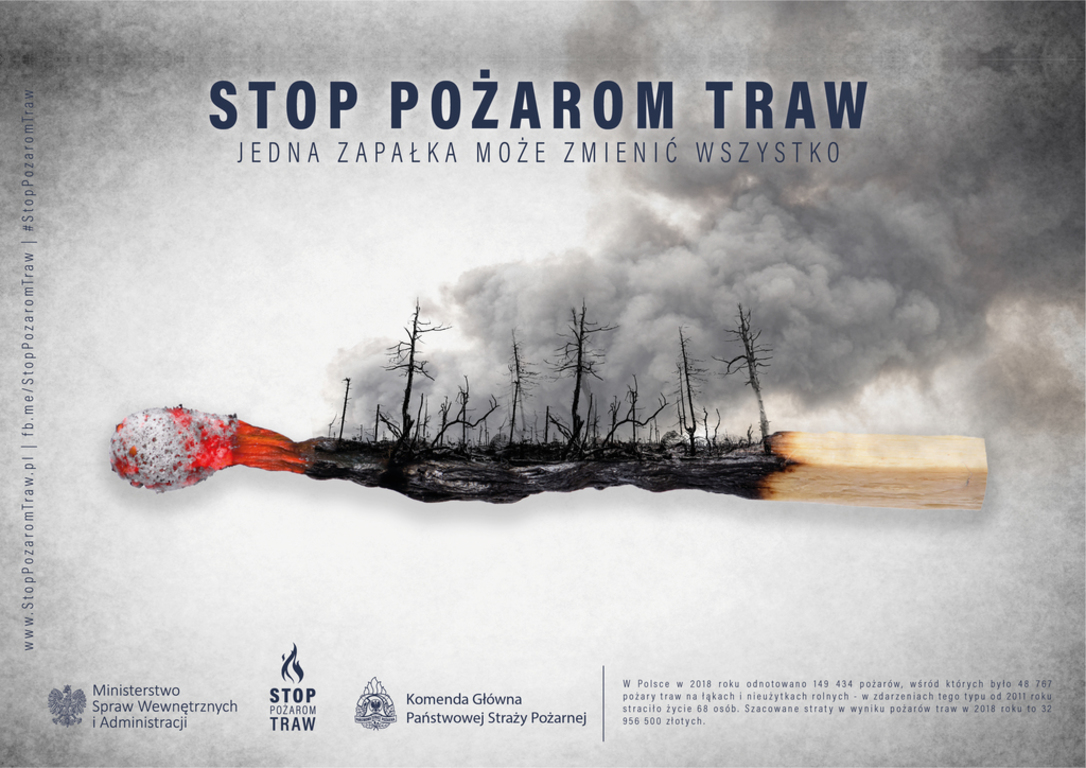 „STOP pożarom traw”! Jedna zapałka może zmienić wszystko